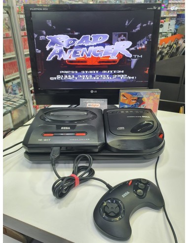 Consola Sega Mega CD + Mega Drive II + Mando Original + Fuentes de alimentación originales + Cable Euroconector Original