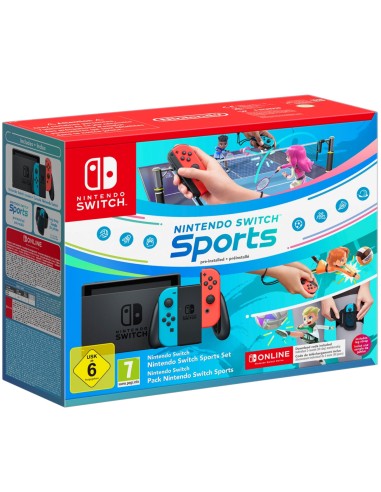 Consola Nintendo Switch (Azul neón/Rojo neón) + Juego Nintendo Switch Sports + Suscripción 3 Meses Nintendo Online