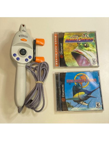 Caña de Pescar + 2 Juegos (SEGA Bass Fishing y SEGA Marine Fishing) - Sega Dreamcast