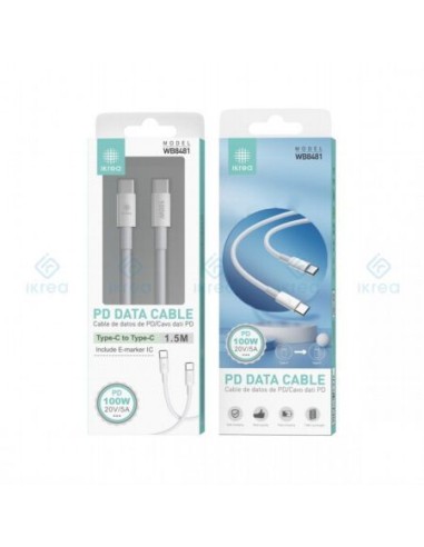 Cable datos USB C a USB C 1.5M 100W Ikrea WB8481
