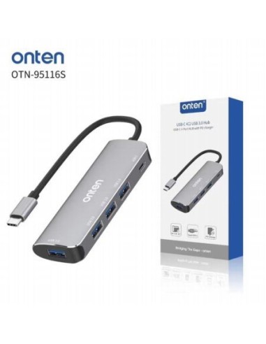 Hub USB-C a 4 Puertos USB 3.0 y USB-C PD Charge - Onten OTN-95116S