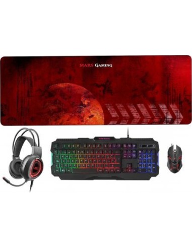 Teclado + Ratón + Auriculares + Alfombrilla Mars
