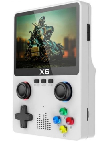 Consola Portátil Juegos Retro X6 - 11 simuladores - Pantalla IPS 3,5" - Color Blanca